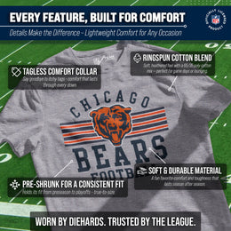 Chicago Bears NFL Adult Short Sleeve Team Stripe Tee - Sport Gray
