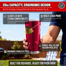 Chicago Blackhawks NHL Hockey 20oz Stainless Steel Vacuum Insulated Game Day Tumbler with Silicone Grip - Red