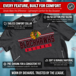 Chicago Blackhawks Adult NHL Heather Charcoal True Fan Hockey T-Shirt - Charcoal