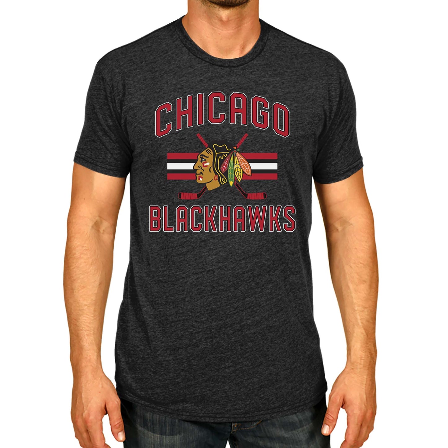 Chicago Blackhawks NHL Adult Faceoff Tag-Less T-Shirt - Black