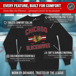 Chicago Blackhawks Adult NHL Faceoff Hockey Fleece Crewneck Sweatshirt - Black