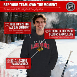 Chicago Blackhawks NHL Adult Unisex Powerplay Hooded Sweatshirt - Black Heather