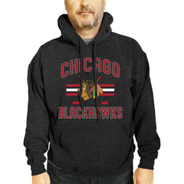 Chicago Blackhawks Adult NHL Faceoff Hockey Fleece Hooded Sweatshirt- Jersey Stripe - Black