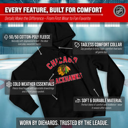 Chicago Blackhawks Hoodie Pullover Sweatshirt - Black