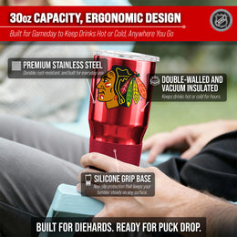 Chicago Blackhawks NHL Hockey 30oz Stainless Steel Vacuum Insulated Game Day Tumbler with Silicone Grip - Red