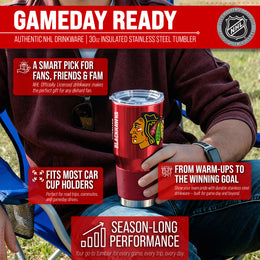 Chicago Blackhawks NHL Hockey 30oz Stainless Steel Vacuum Insulated Game Day Tumbler with Silicone Grip - Red