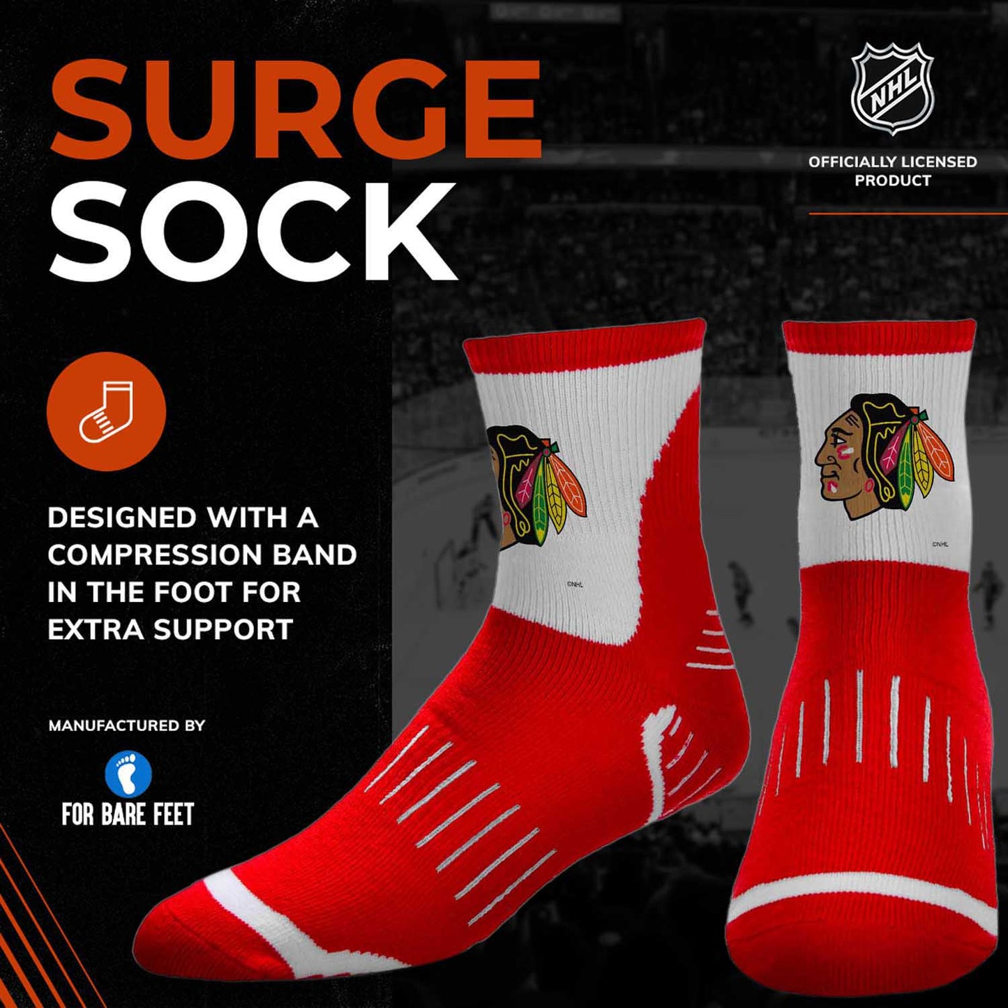Chicago Blackhawks NHL Youth Surge Socks - Red