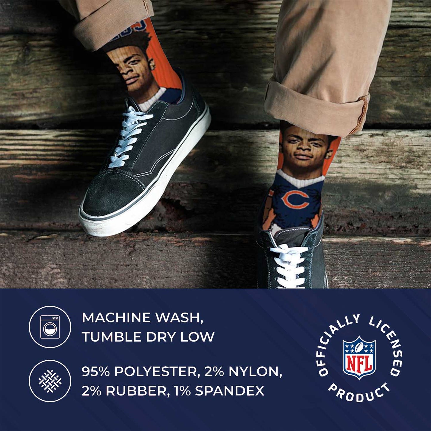 Chicago Bears NFL Adult V Curve MVP Player Crew Socks - Orange