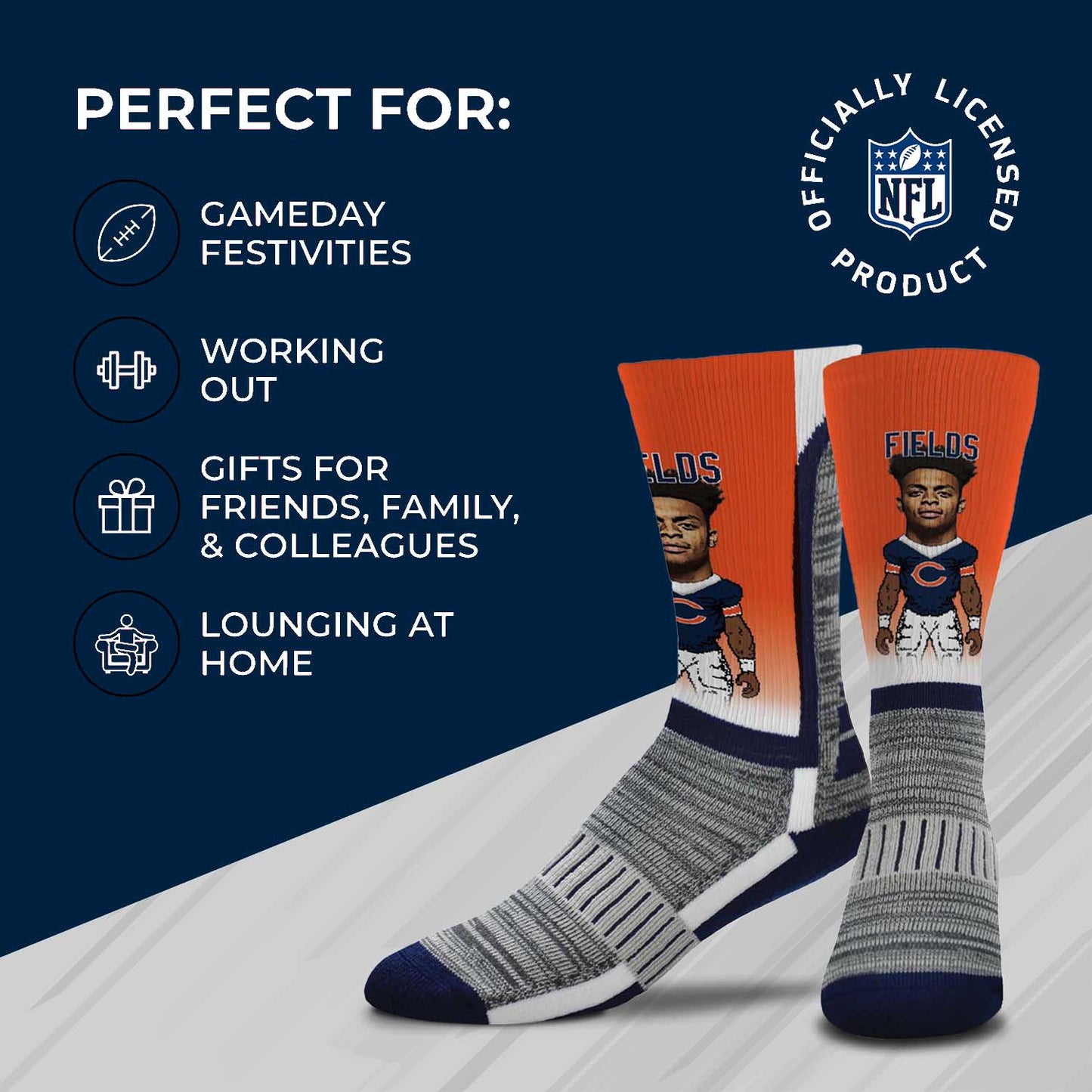 Chicago Bears NFL Adult V Curve MVP Player Crew Socks - Orange
