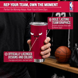 Chicago Bulls NBA Basketball 20oz Stainless Steel Vacuum Insulated Game Day Tumbler with Silicone Grip - Red