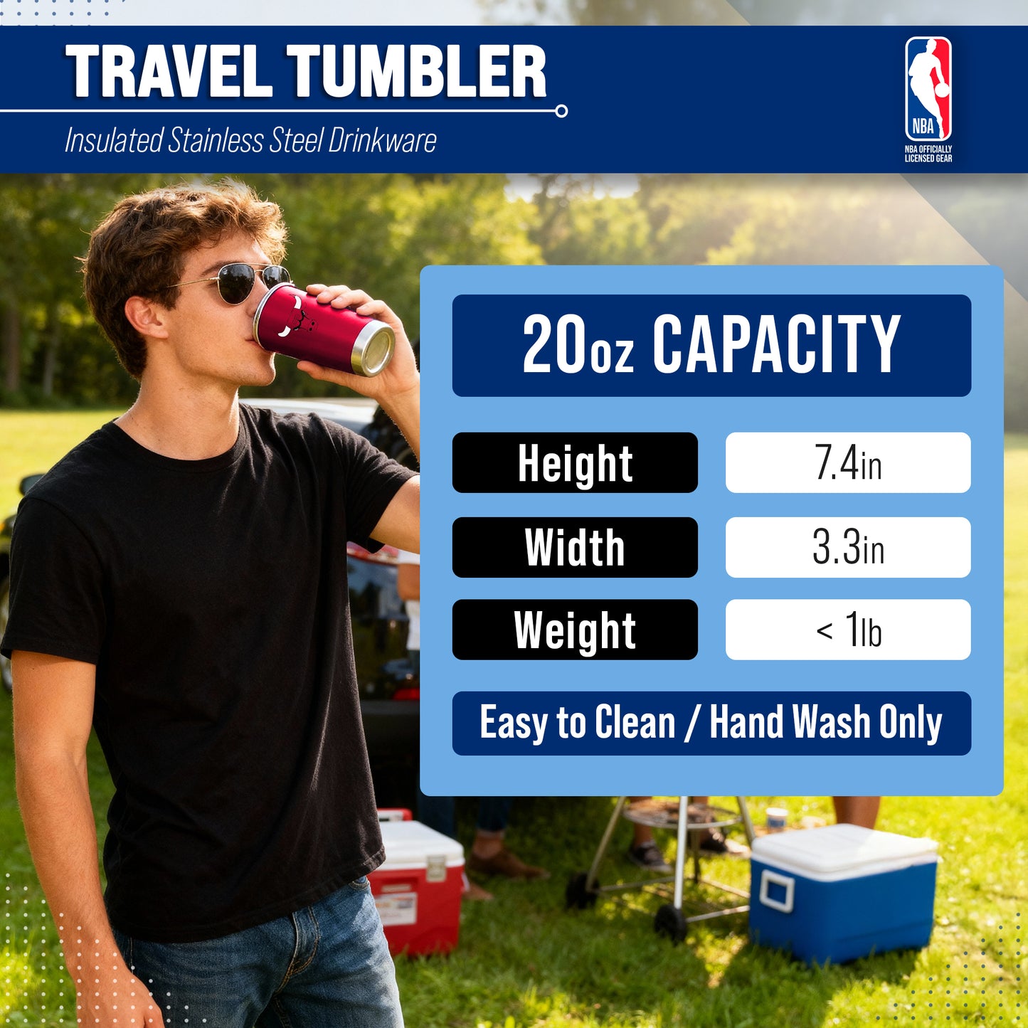 Chicago Bulls NBA Basketball 20oz Stainless Steel Vacuum Insulated Game Day Tumbler with Silicone Grip - Red