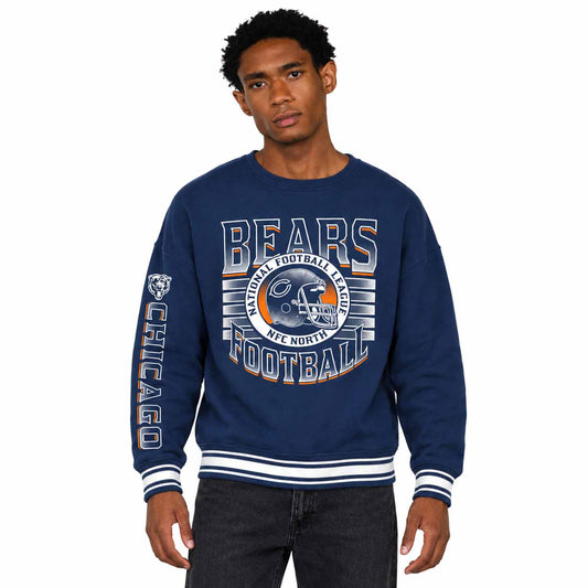 Chicago Bears  NFL Franchise Striped Rib Oversized Crewneck Men - Navy