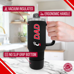 Cincinnati  Bearcats Collegiate 40oz Stainless Steel Travel Tumbler with Handle for Dad - Black