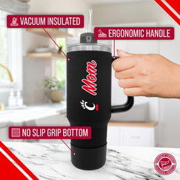 Cincinnati  Bearcats Collegiate 40oz Stainless Steel Travel Tumbler with Handle for Mom - Black