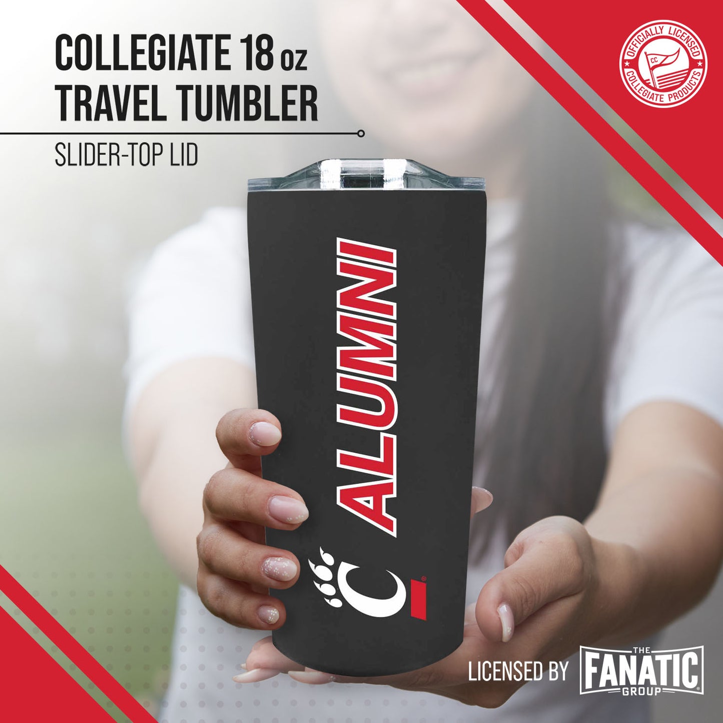Cincinnati  Bearcats Collegiate Stainless Steel Travel Tumbler for Alumni - Black