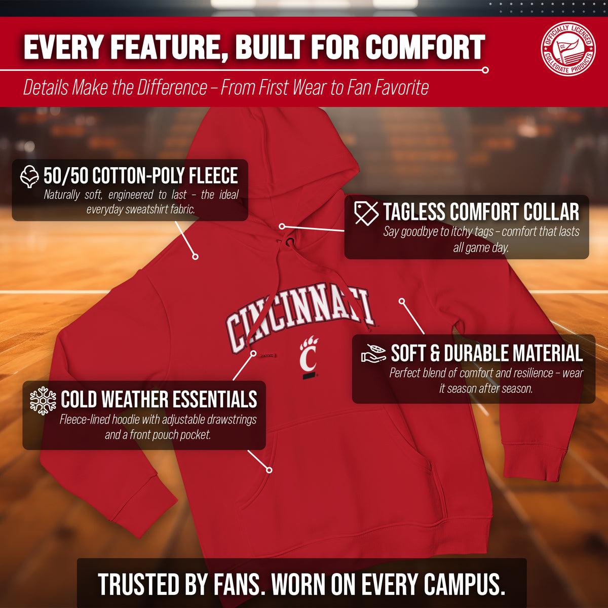 CINN Arch & Logo Gameday Hoodie - Red