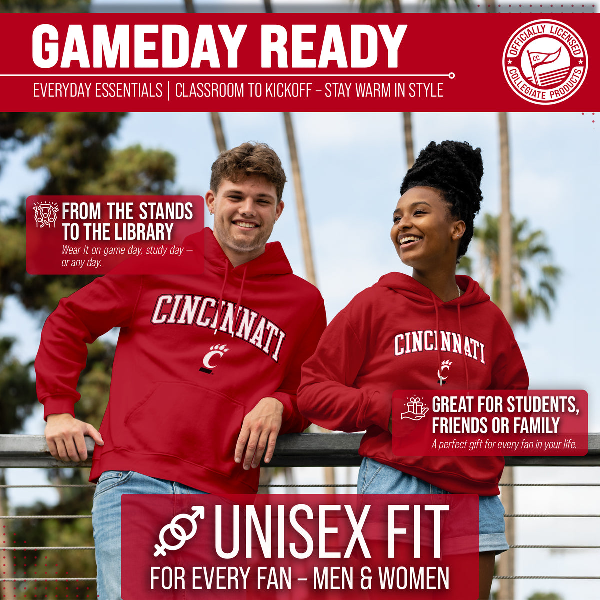 CINN Arch & Logo Gameday Hoodie - Red