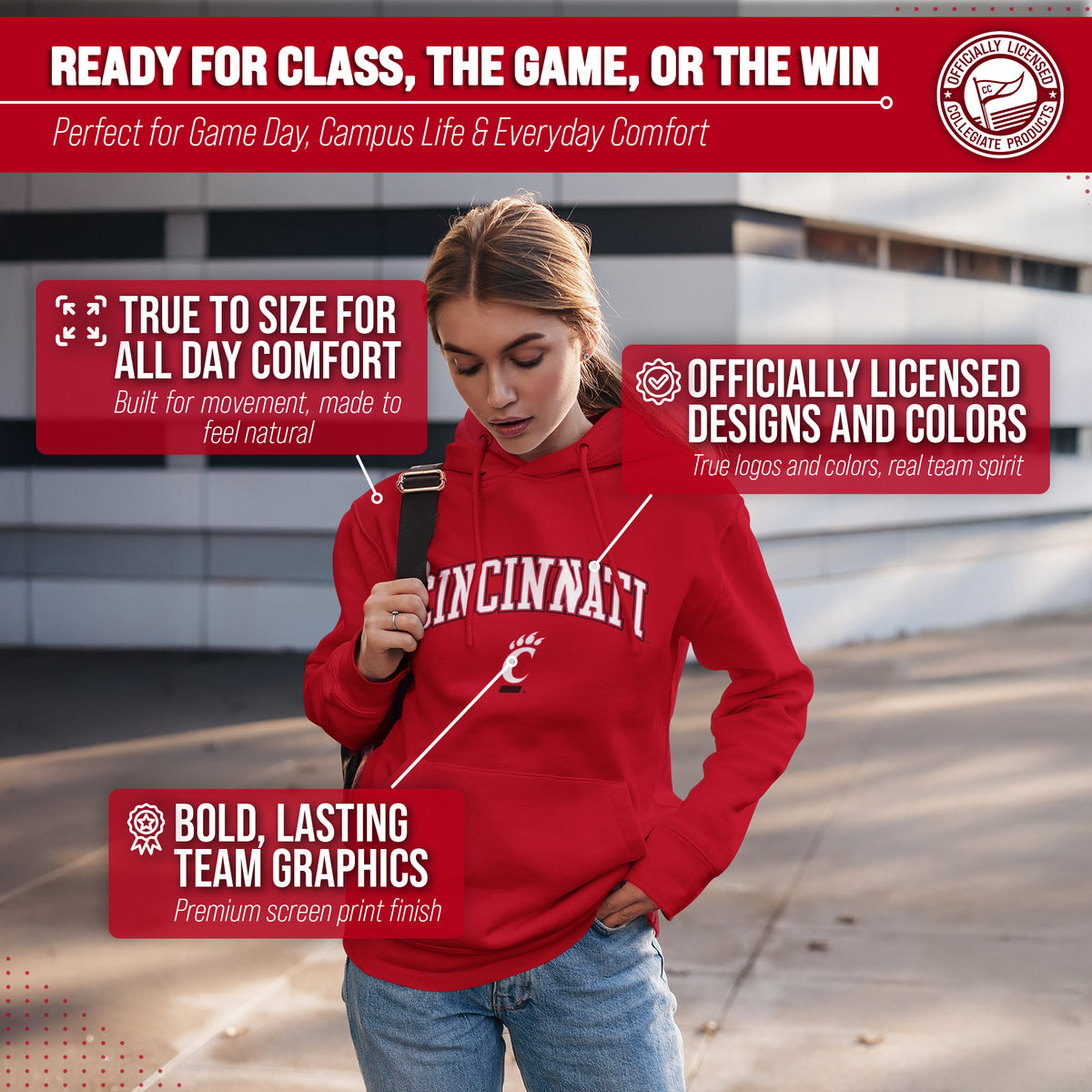CINN Arch & Logo Gameday Hoodie - Red