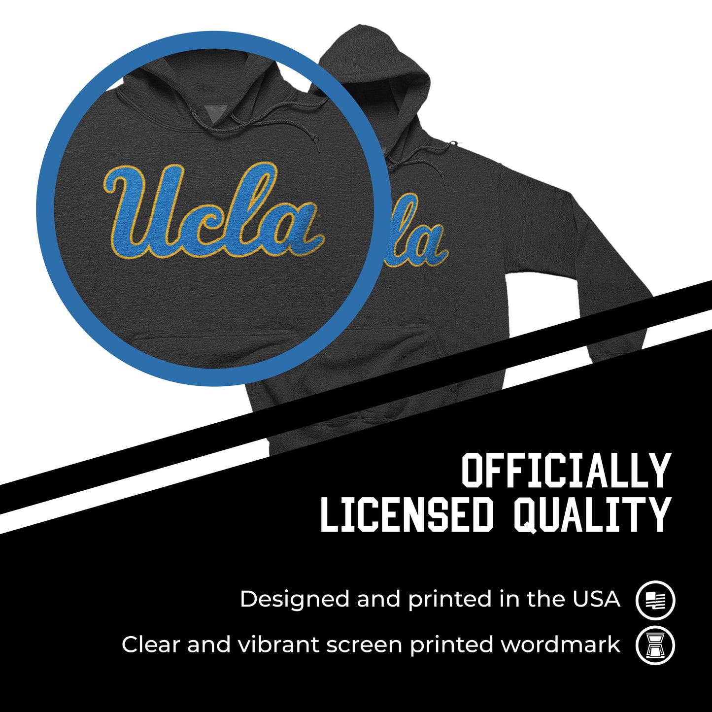 UCLA Bruins NCAA Adult Cotton Blend Charcoal Hooded Sweatshirt - Charcoal
