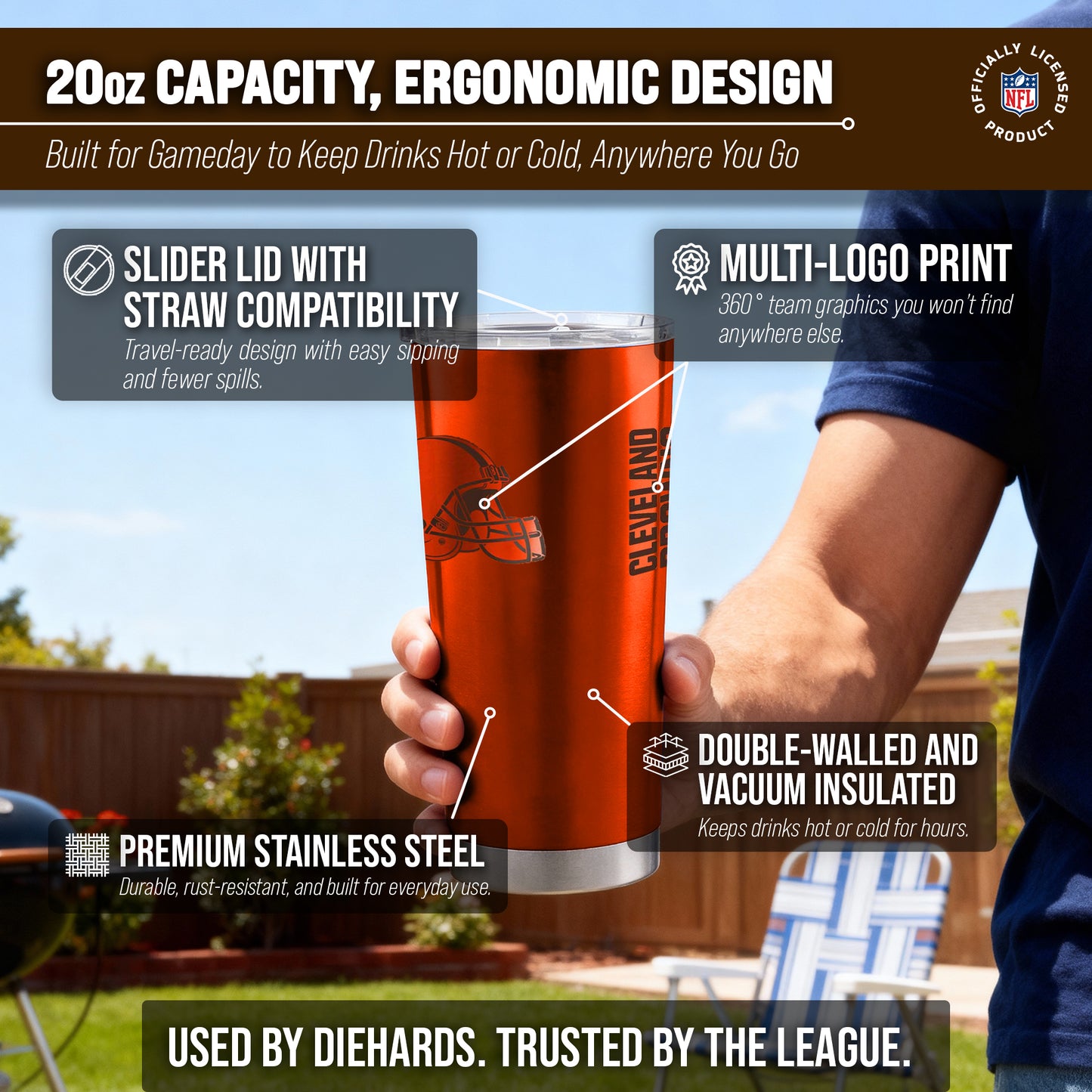 Cleveland Browns NFL 20oz Gameday Stainless Steel Tumbler - Carrot Orange