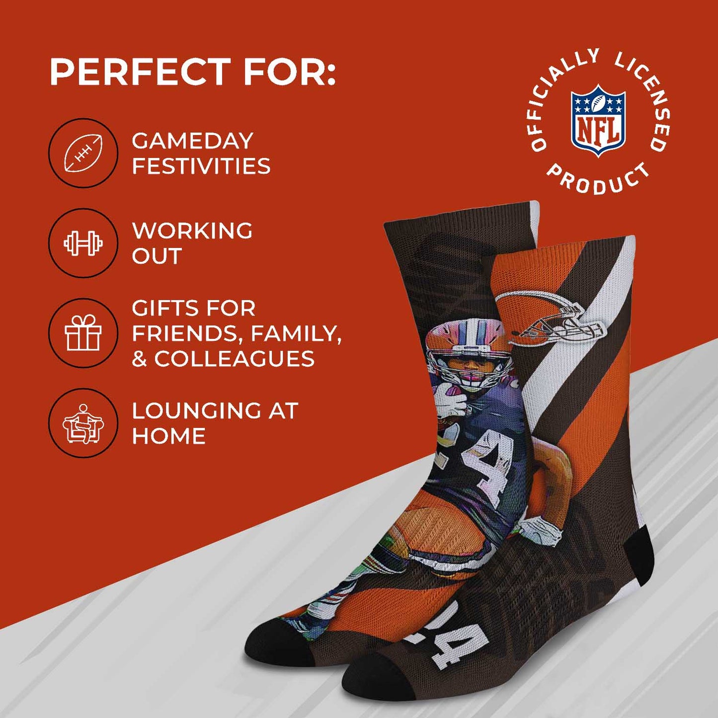 Cleveland Browns NFL Youth Player Stripe Sock - Brown