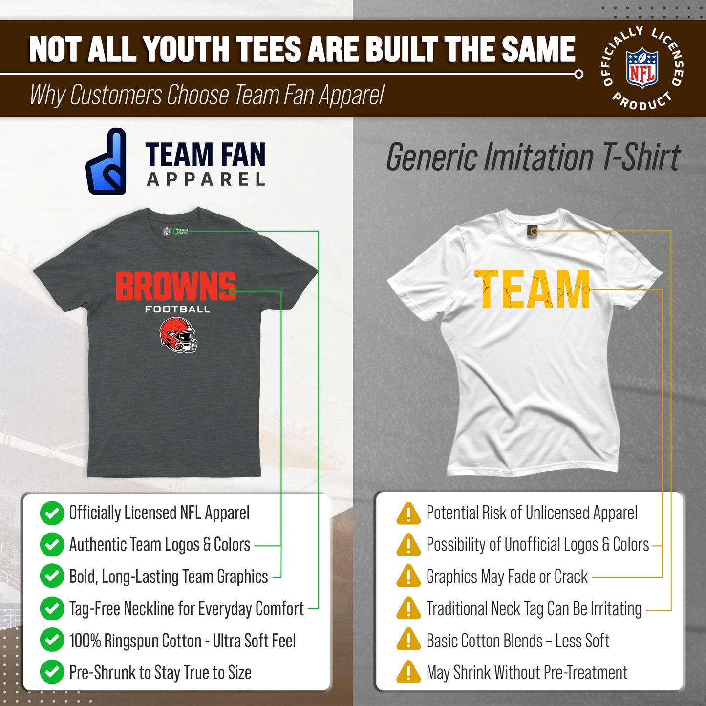 Cleveland Browns NFL Youth Football Helmet Tagless T-Shirt - Charcoal