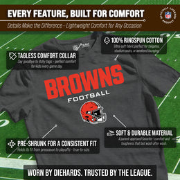 Cleveland Browns NFL Youth Football Helmet Tagless T-Shirt - Charcoal