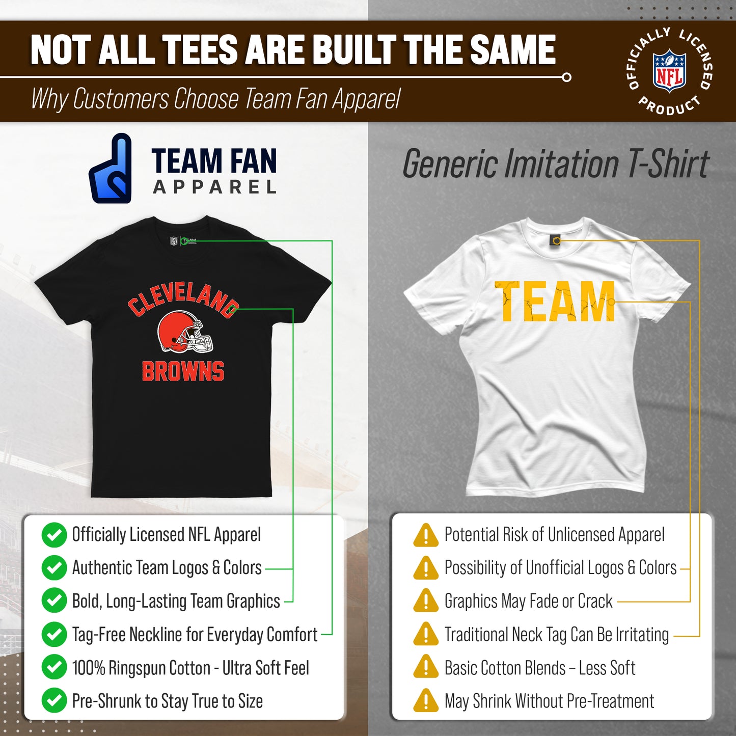 Cleveland Browns Team Fan Apparel NFL  Gameday T-Shirt - Black