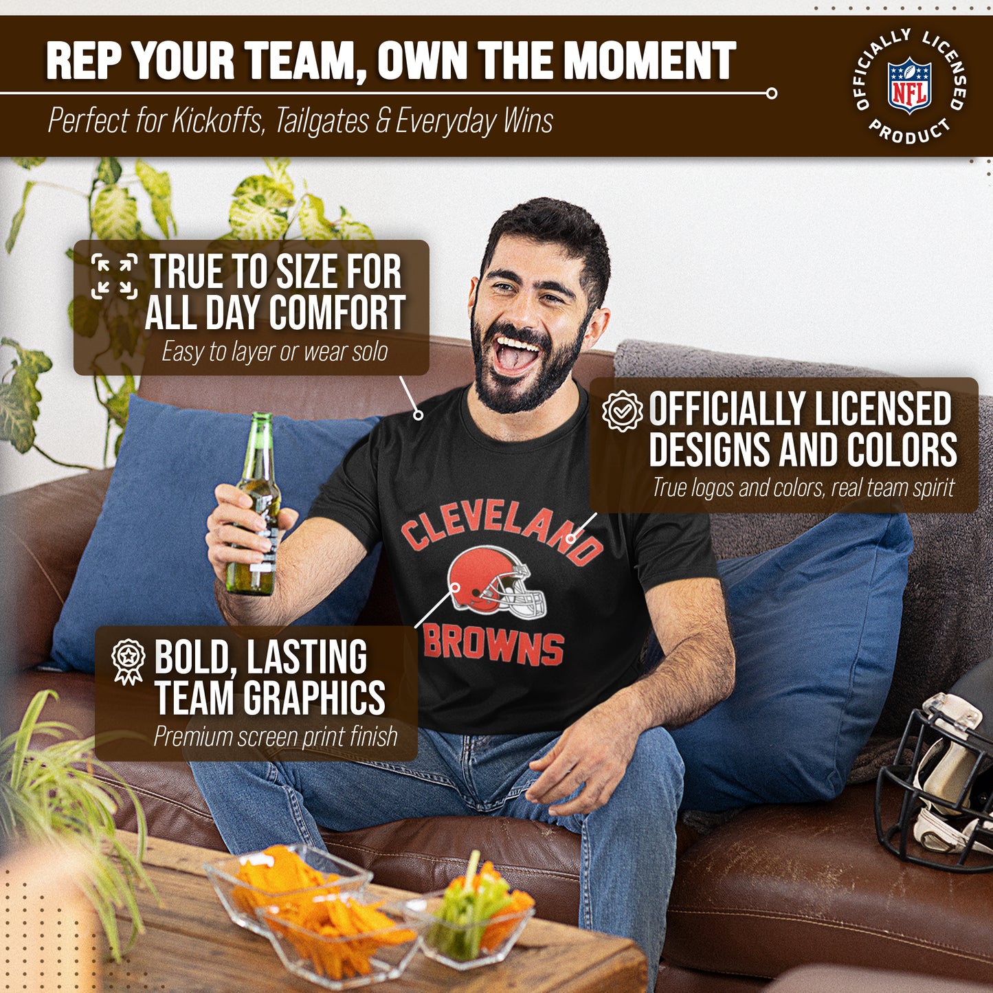 Cleveland Browns Team Fan Apparel NFL  Gameday T-Shirt - Black