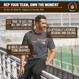 Cleveland Browns Adult NFL Speed Stat Sheet T-Shirt - Charcoal