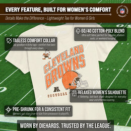 Cleveland Browns NFL Womens Distressed Helmet Tag-Less Soft T-Shirt - Birch