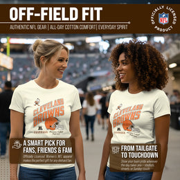 Cleveland Browns NFL Womens Distressed Helmet Tag-Less Soft T-Shirt - Birch