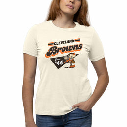 Cleveland Browns NFL Womens Vintage Charm Tag-Less Soft T-Shirt - Birch