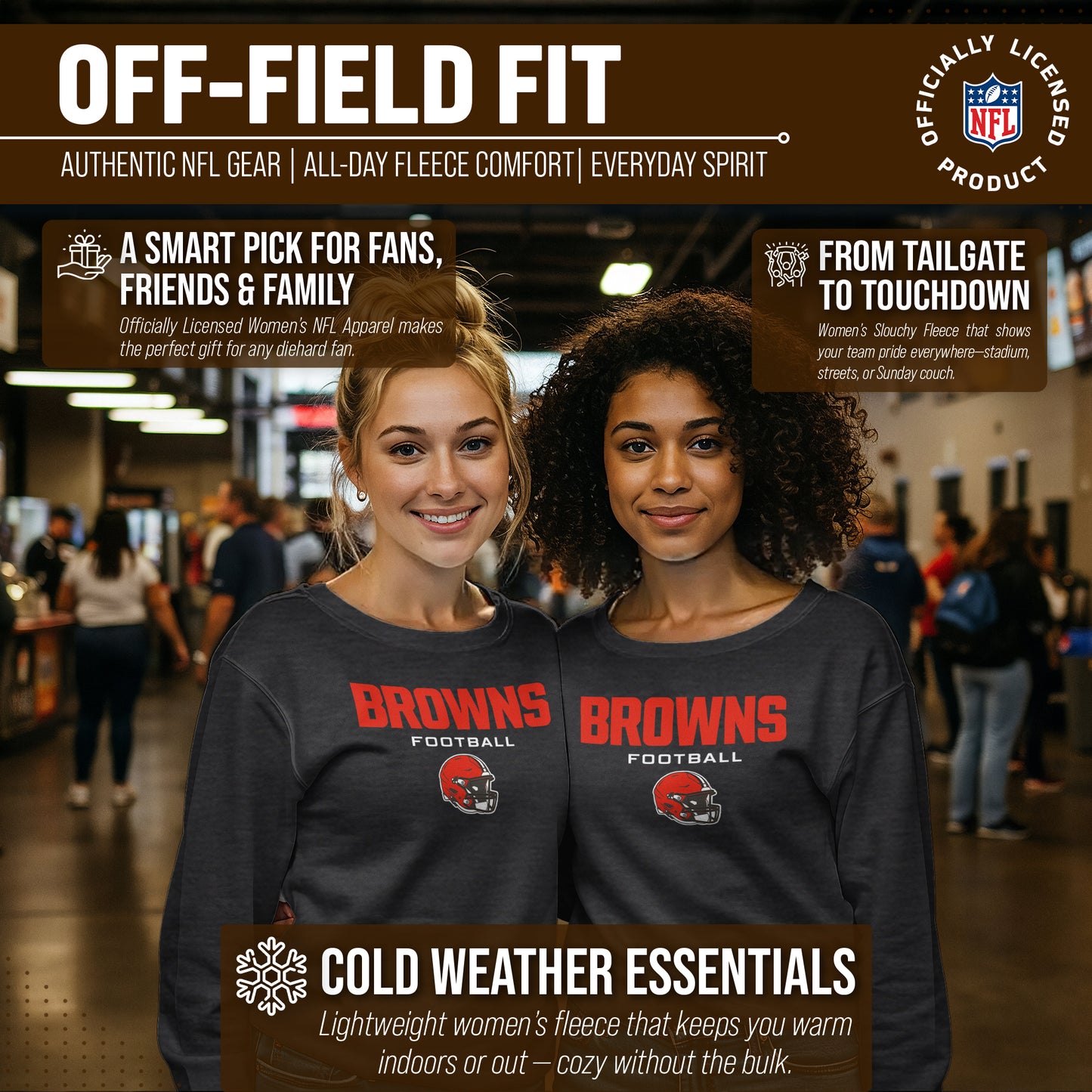Cleveland Browns NFL Womens Helmet French Terry Slouchy Top - Charcoal