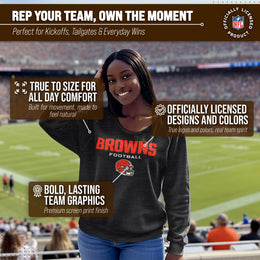 Cleveland Browns NFL Womens Helmet French Terry Slouchy Top - Charcoal