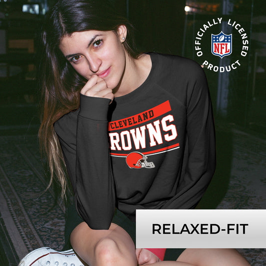Cleveland Browns NFL Womens Team Block French Terry Slouchy Top - Charcoal