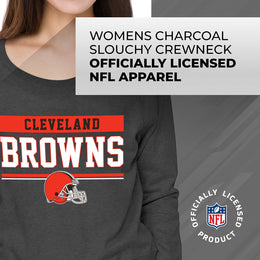 Cleveland Browns NFL Womens Team Block French Terry Slouchy Top - Charcoal