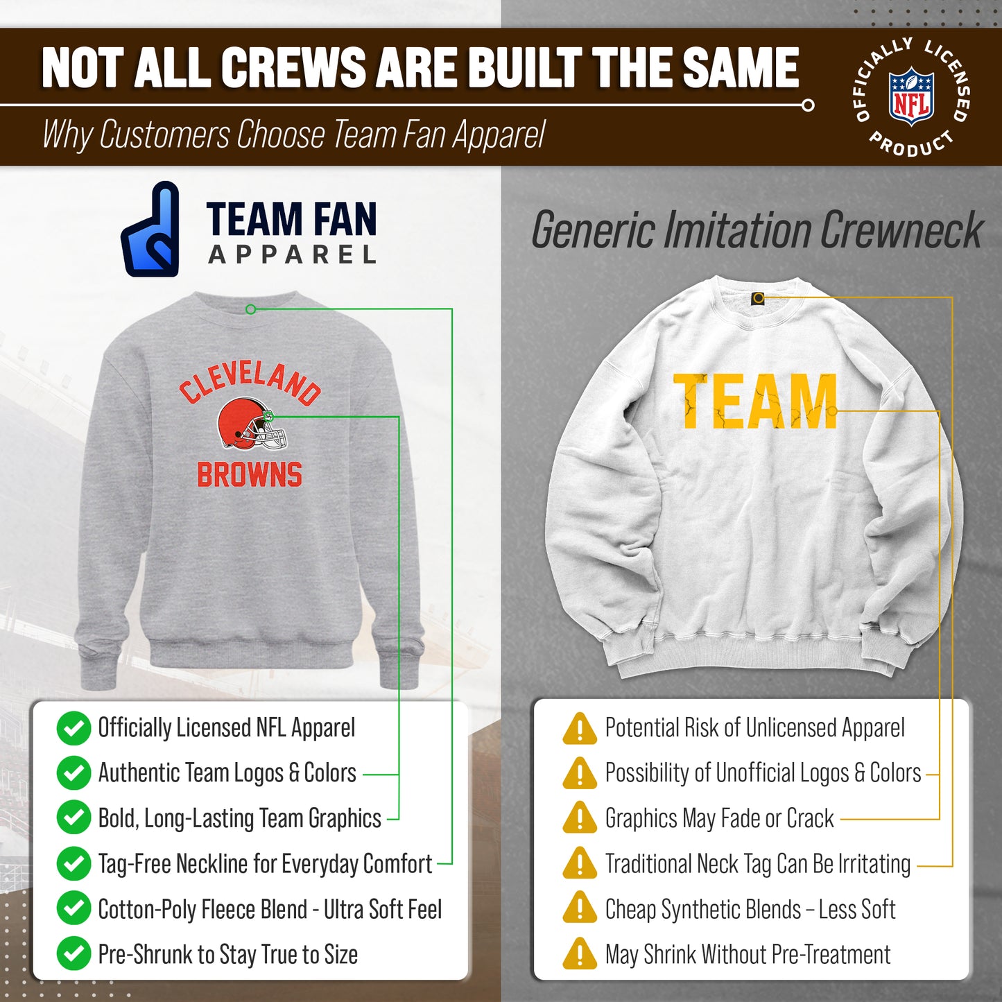 Cleveland Browns NFL Adult Gameday Football Crewneck Sweatshirt - Sport Gray