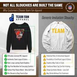 Cleveland Browns NFL Womens Retro Triangle French Terry Slouchy Top- Raglan Sleeves - Heather Charcoal