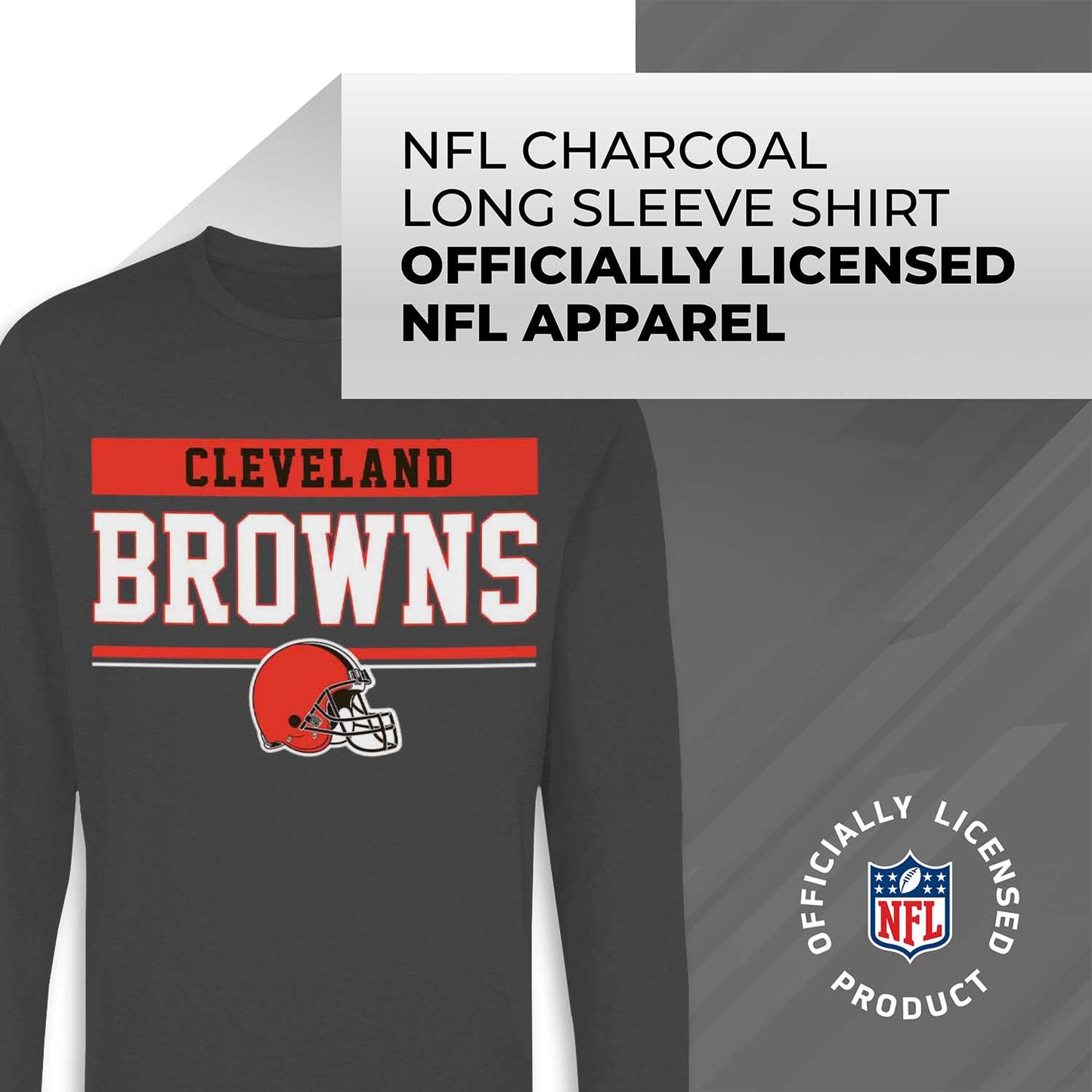 Cleveland Browns NFL Adult Charcoal Long Sleeve T Shirt - Charcoal
