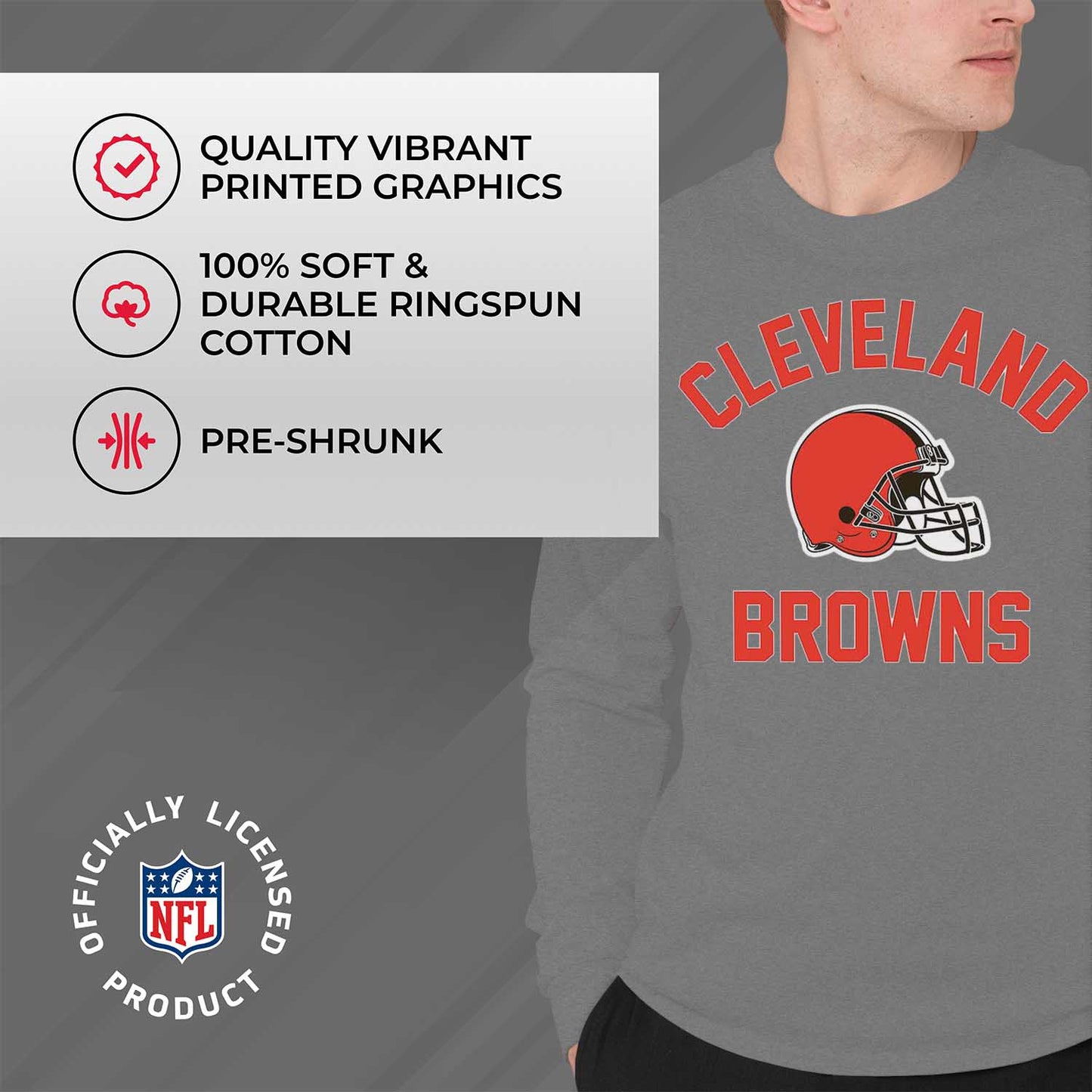 Cleveland Browns NFL Gameday Adult Long Sleeve Shirt - Sport Gray