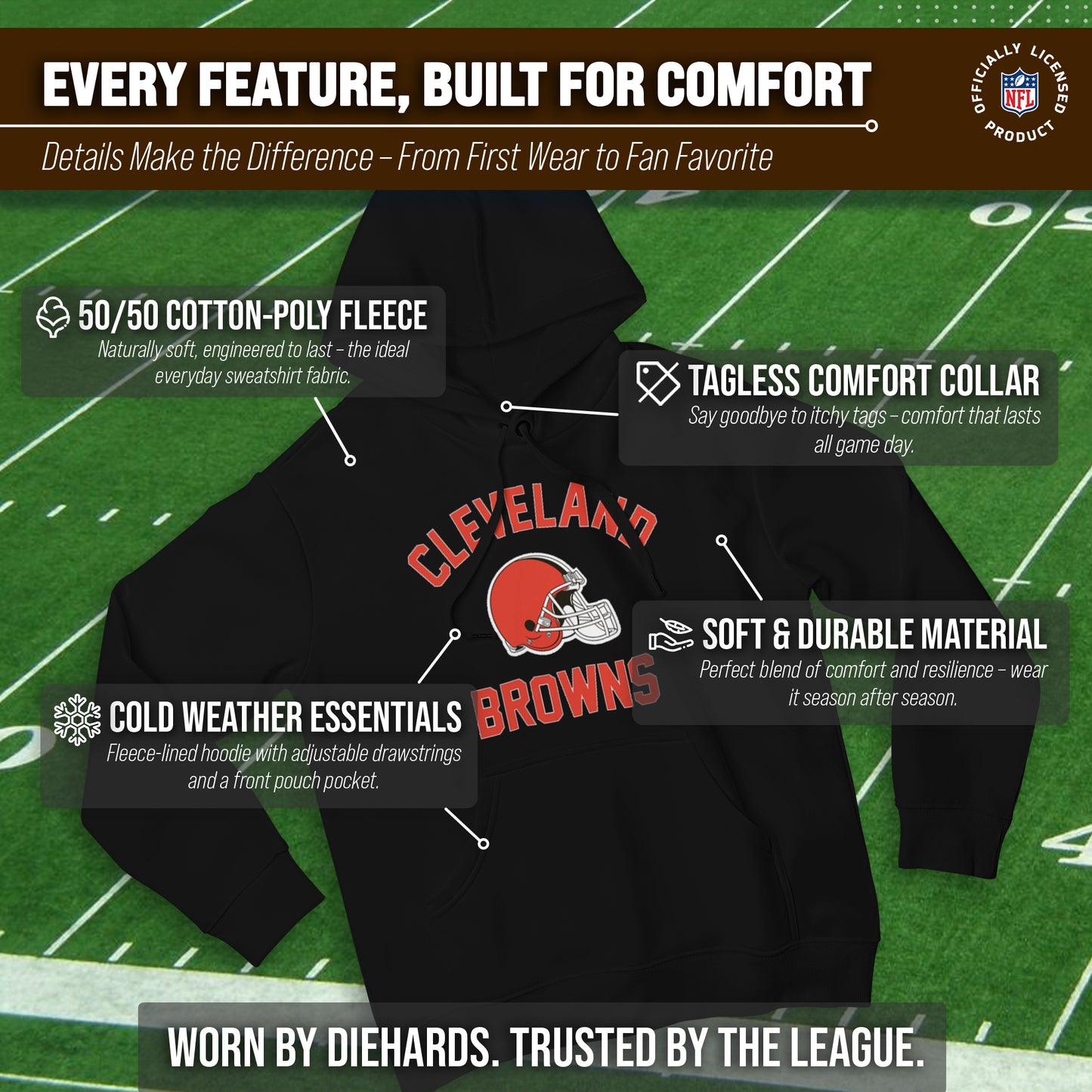 Cleveland Browns Team Fan Apparel NFL  Medium Black Gameday Hoodie - Black