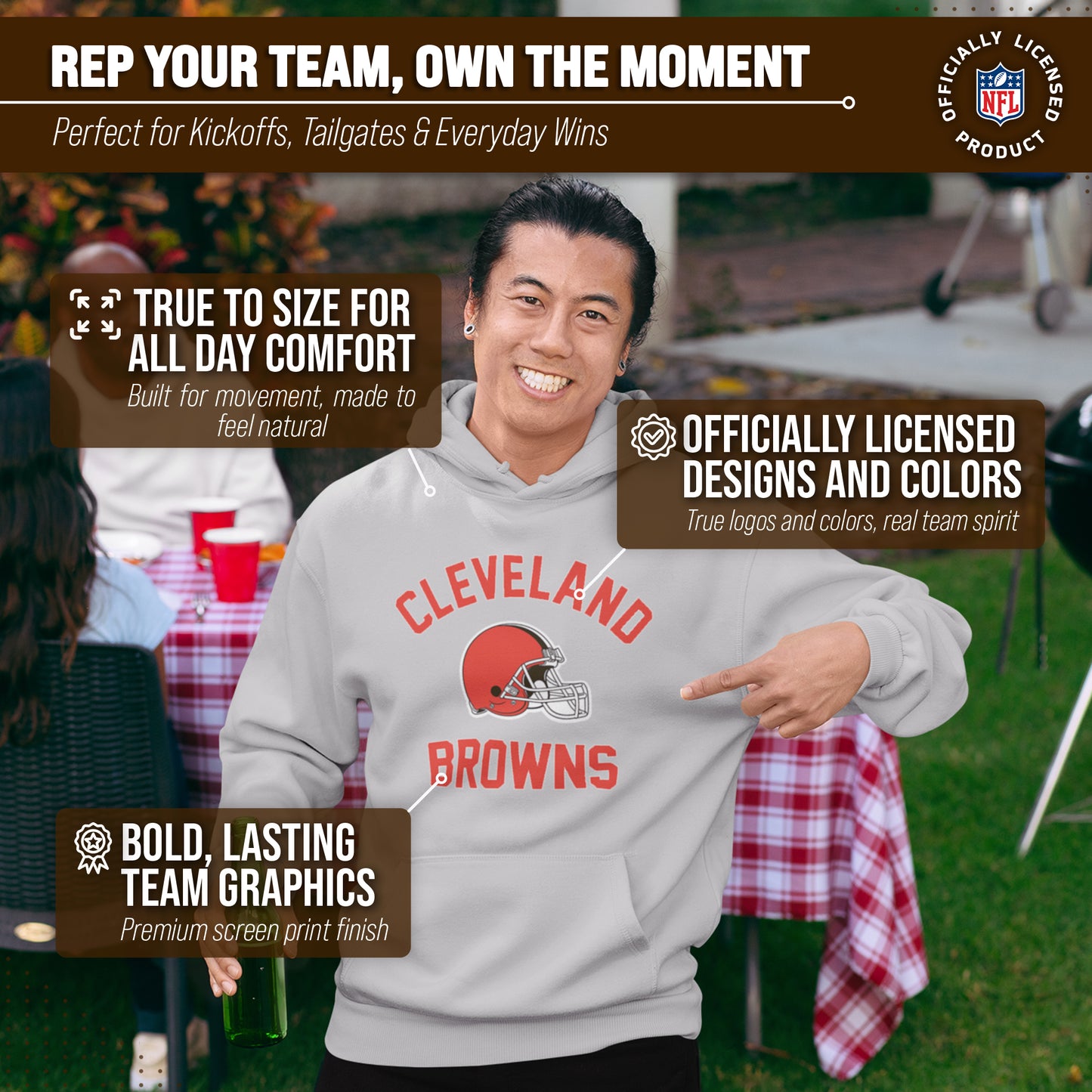 Cleveland Browns Team Fan Apparel NFL  Gameday Hoodie - Sport Gray