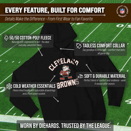 Cleveland Browns NFL Adult Unisex Retro Gameday Ultra Soft Fleece Hooded Sweatshirt - Black