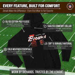 Cleveland Browns NFL Adult Unisex Retro Script Ultra Soft Fleece Hooded Sweatshirt - Black
