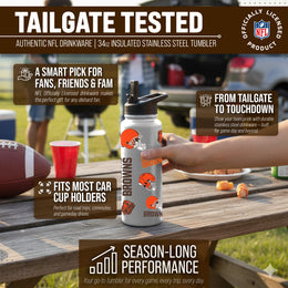 Cleveland Browns NFL 34oz Quencher Stainless Steel Insulated Water Bottle - White