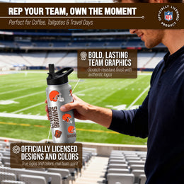 Cleveland Browns NFL 34oz Quencher Stainless Steel Insulated Water Bottle - White