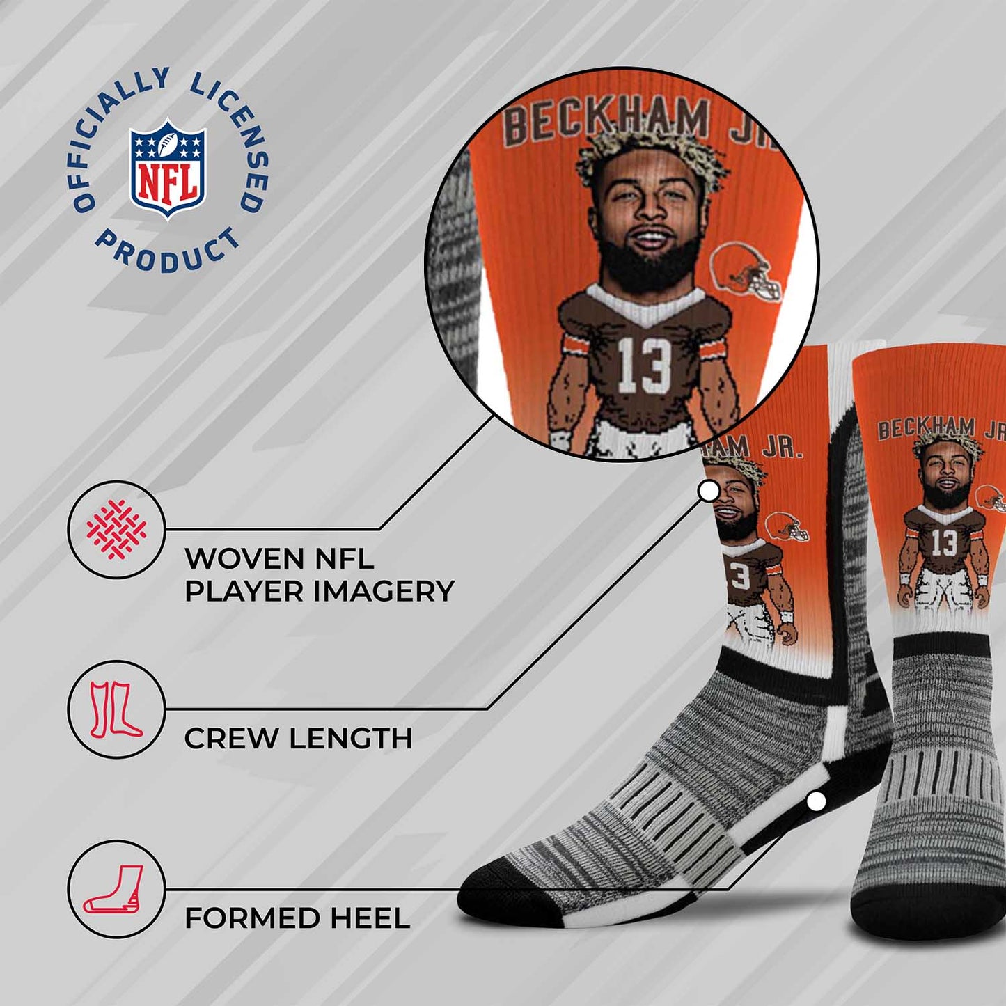 Cleveland Browns NFL Adult V Curve MVP Player Crew Socks - Orange #13