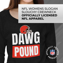 Cleveland Browns NFL Womens Team Slogan Crew Neck - Black