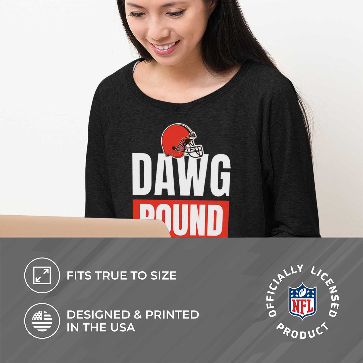 Cleveland Browns NFL Womens Plus Size Team Slogan Crew Neck - Black